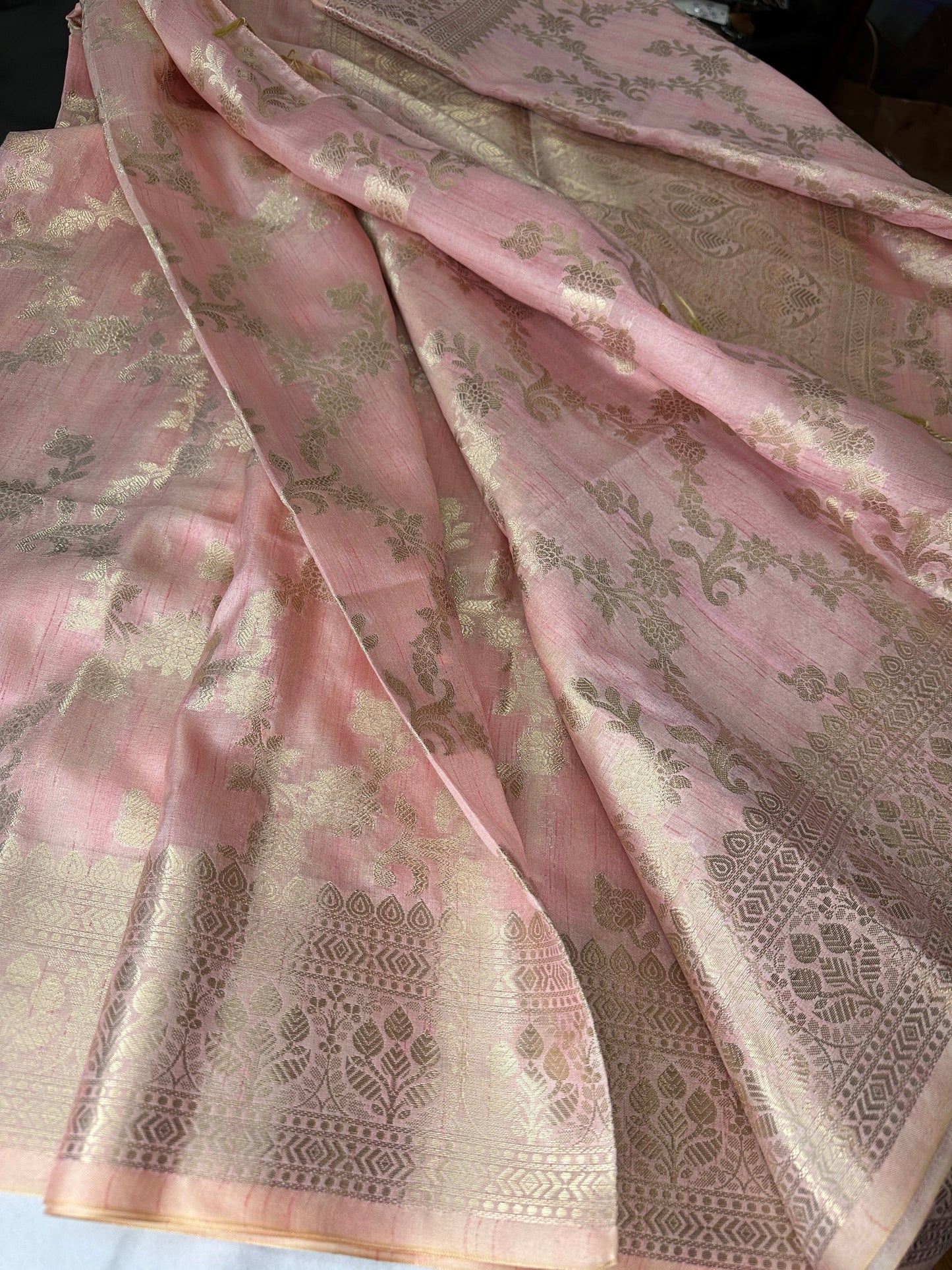 Pastel Pink Soft Silk Koyem Border Saree