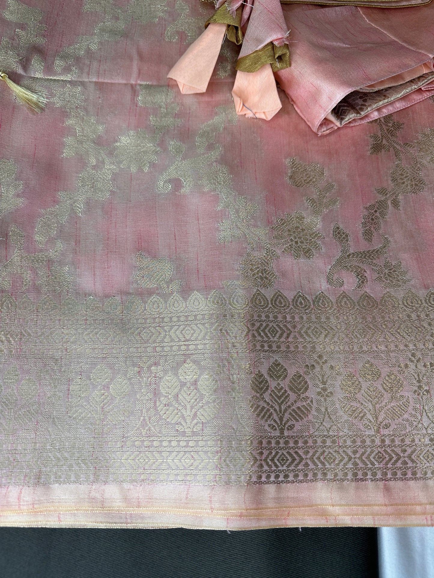 Pastel Pink Soft Silk Koyem Border Saree