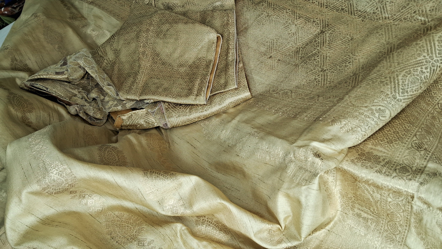 Creamish beigh Soft Silk Koyem Border Saree