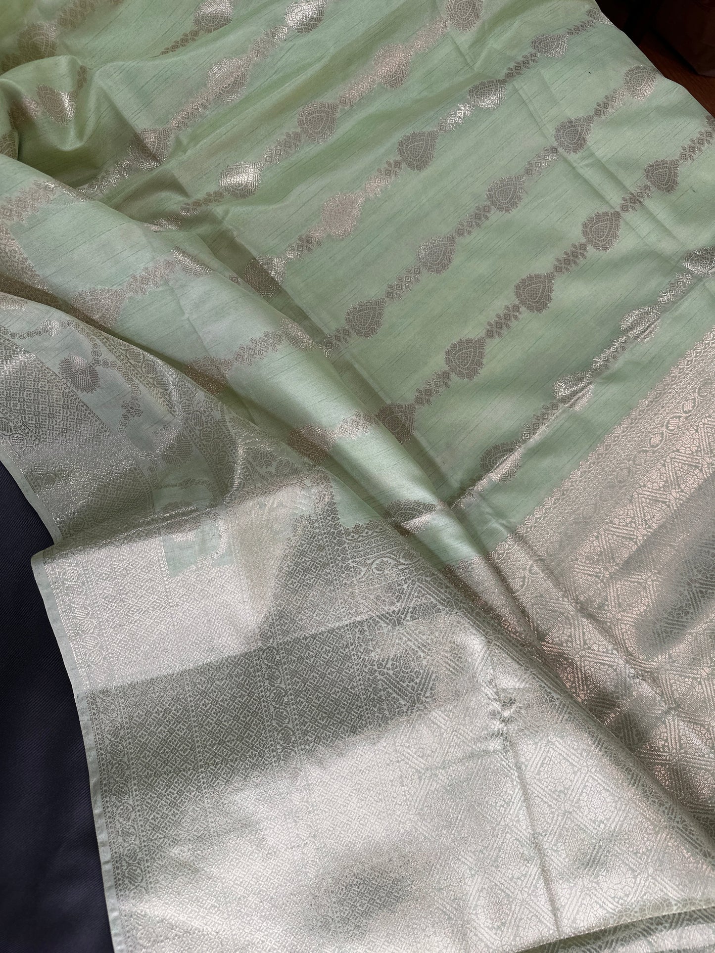 Pastel Green Soft Silk Koyem Border Saree