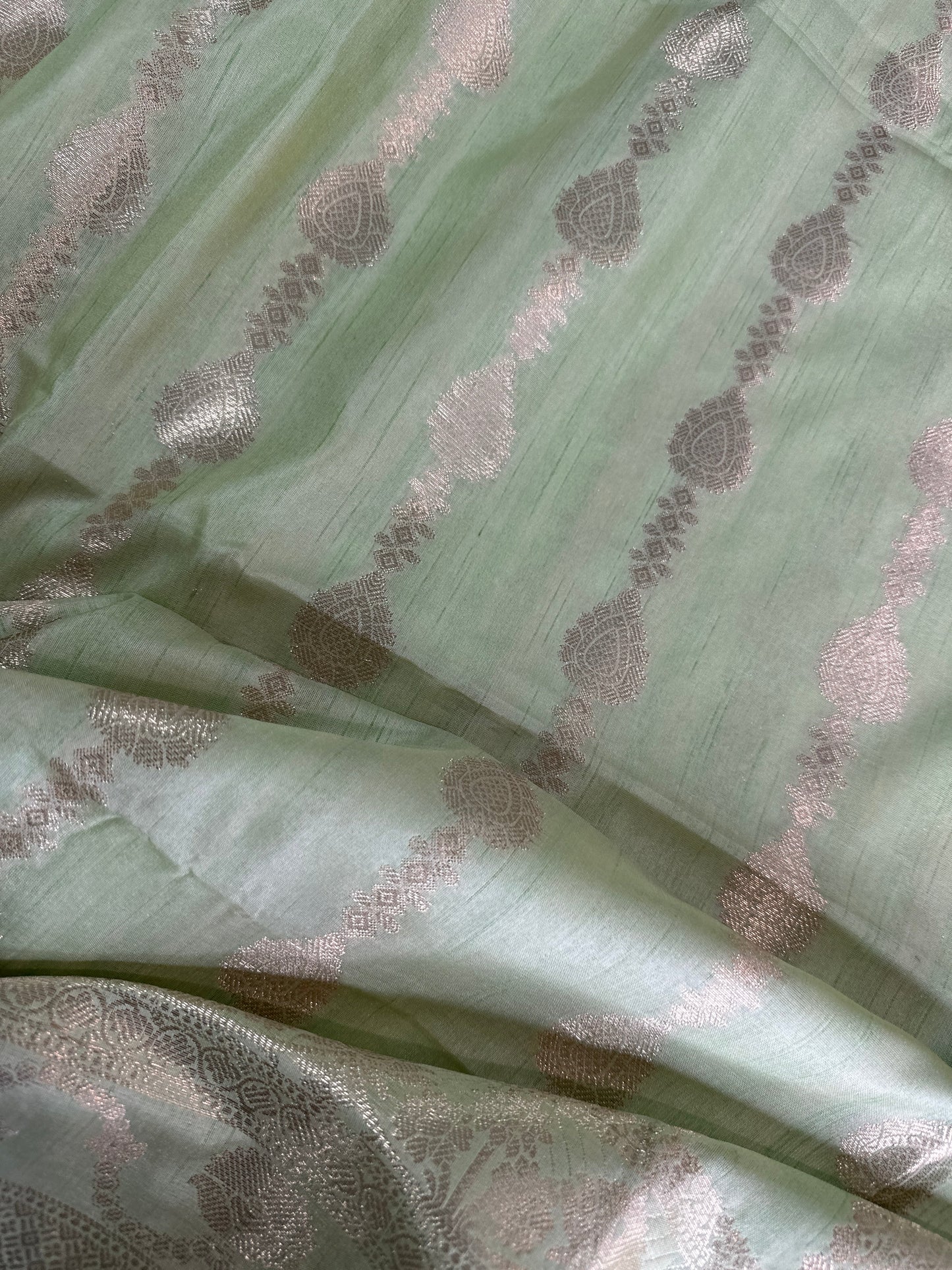 Pastel Green Soft Silk Koyem Border Saree