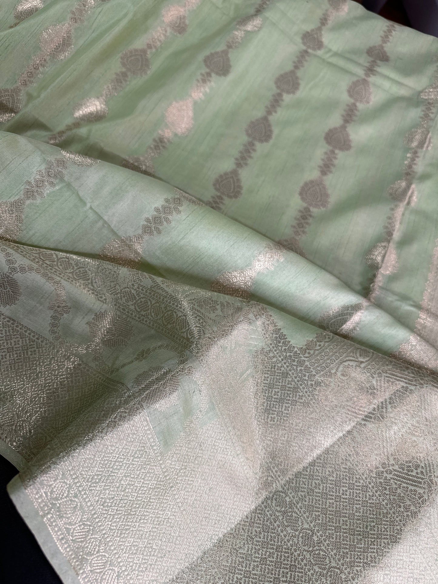 Pastel Green Soft Silk Koyem Border Saree