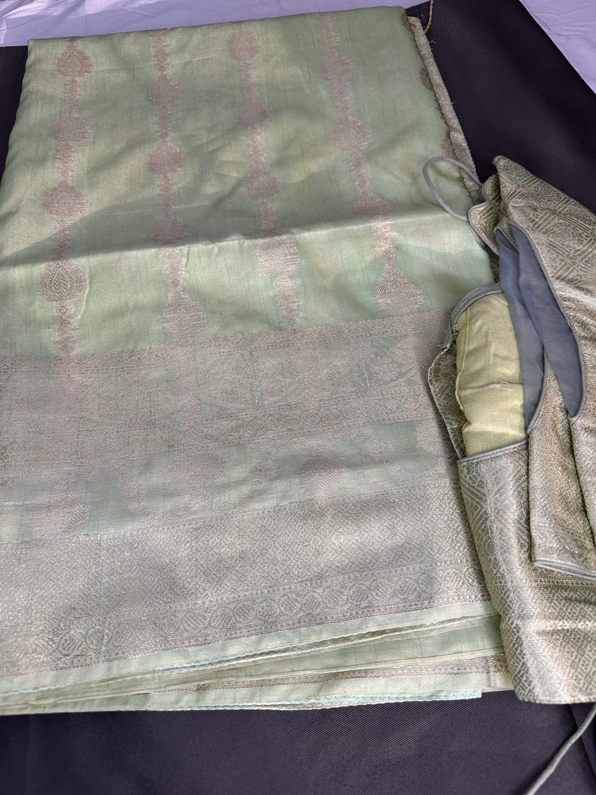 Pastel Green Soft Silk Koyem Border Saree