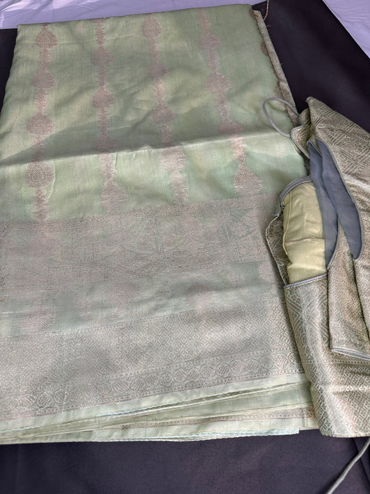 Pastel Green Soft Silk Koyem Border Saree