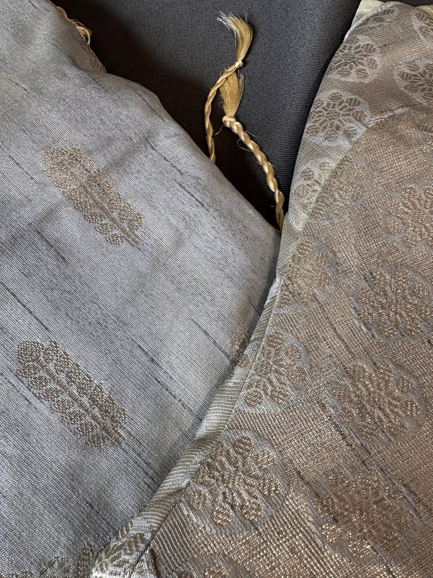 Light Grey Soft Silk Koyem Border Saree