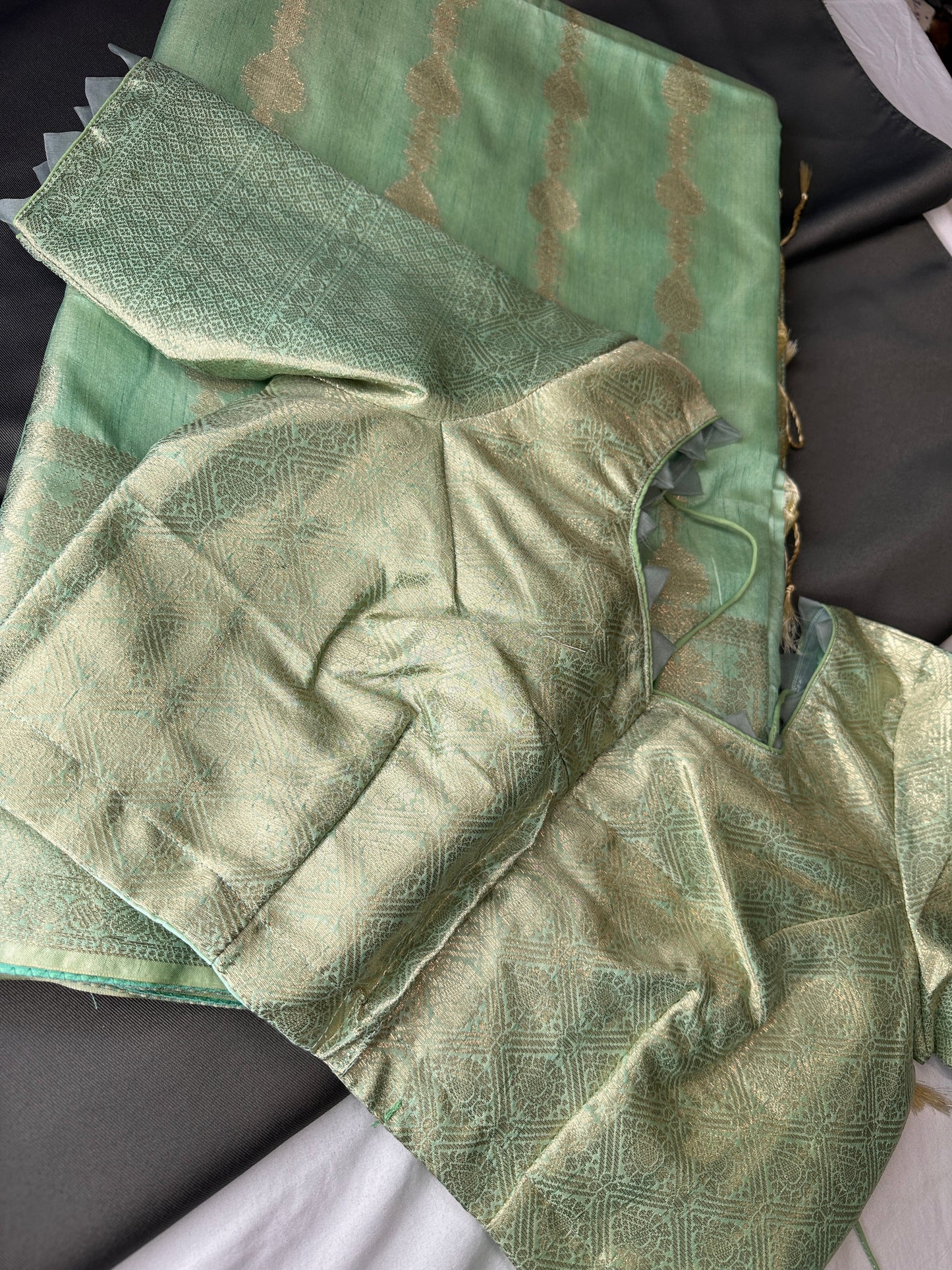Pastel Green Soft Silk Koyem Border Saree
