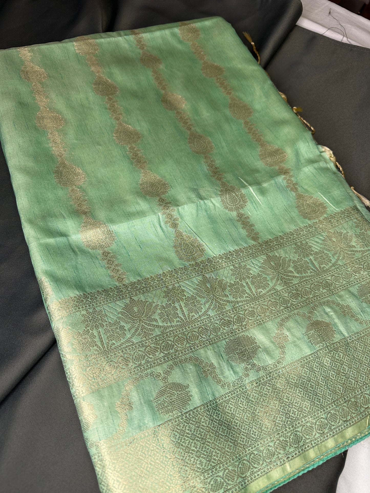 Pastel Green Soft Silk Koyem Border Saree