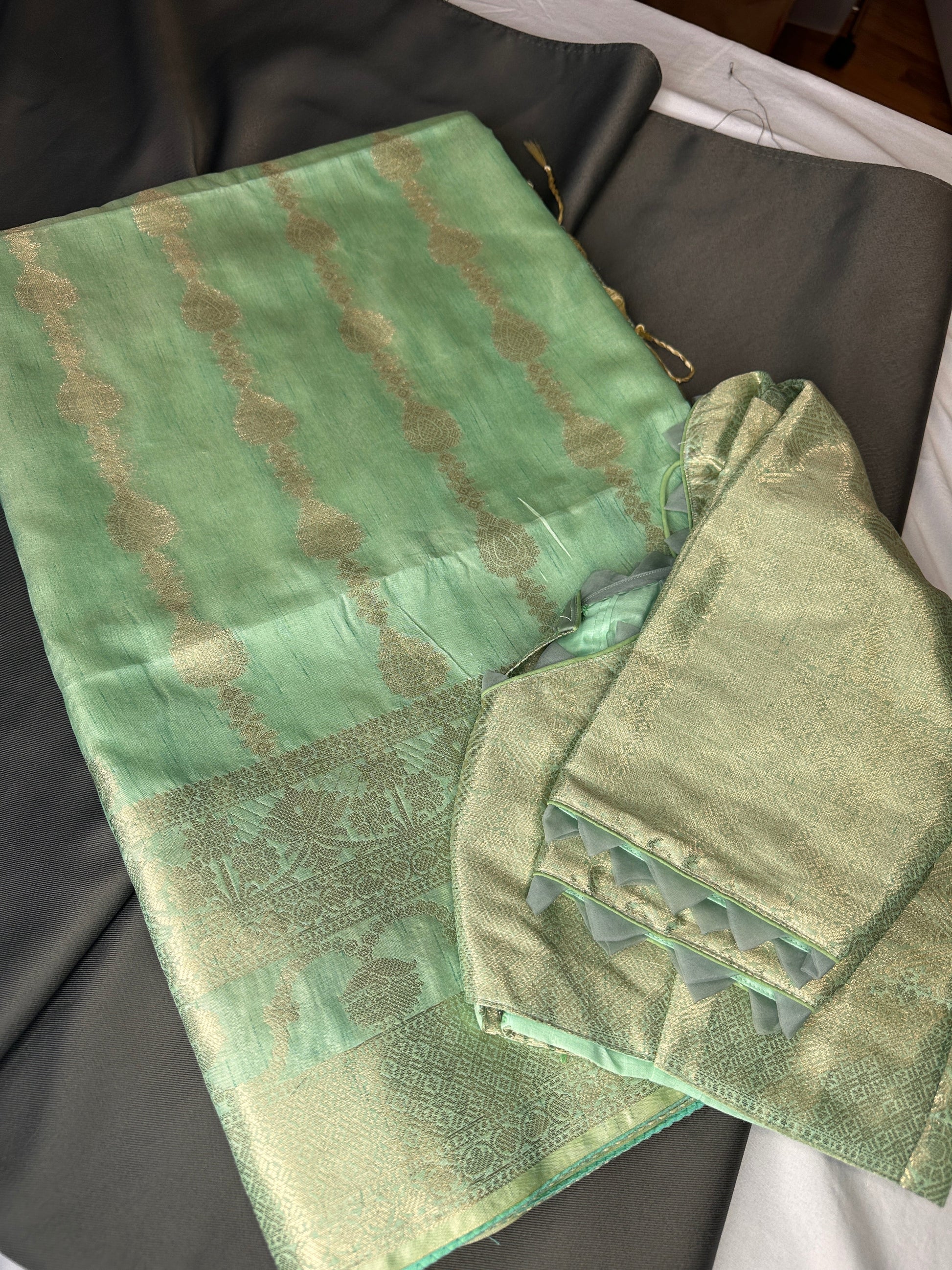 Pastel Green Soft Silk Koyem Border Saree