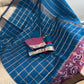 Blue Soft Sico Checks with Pochampally Border Saree