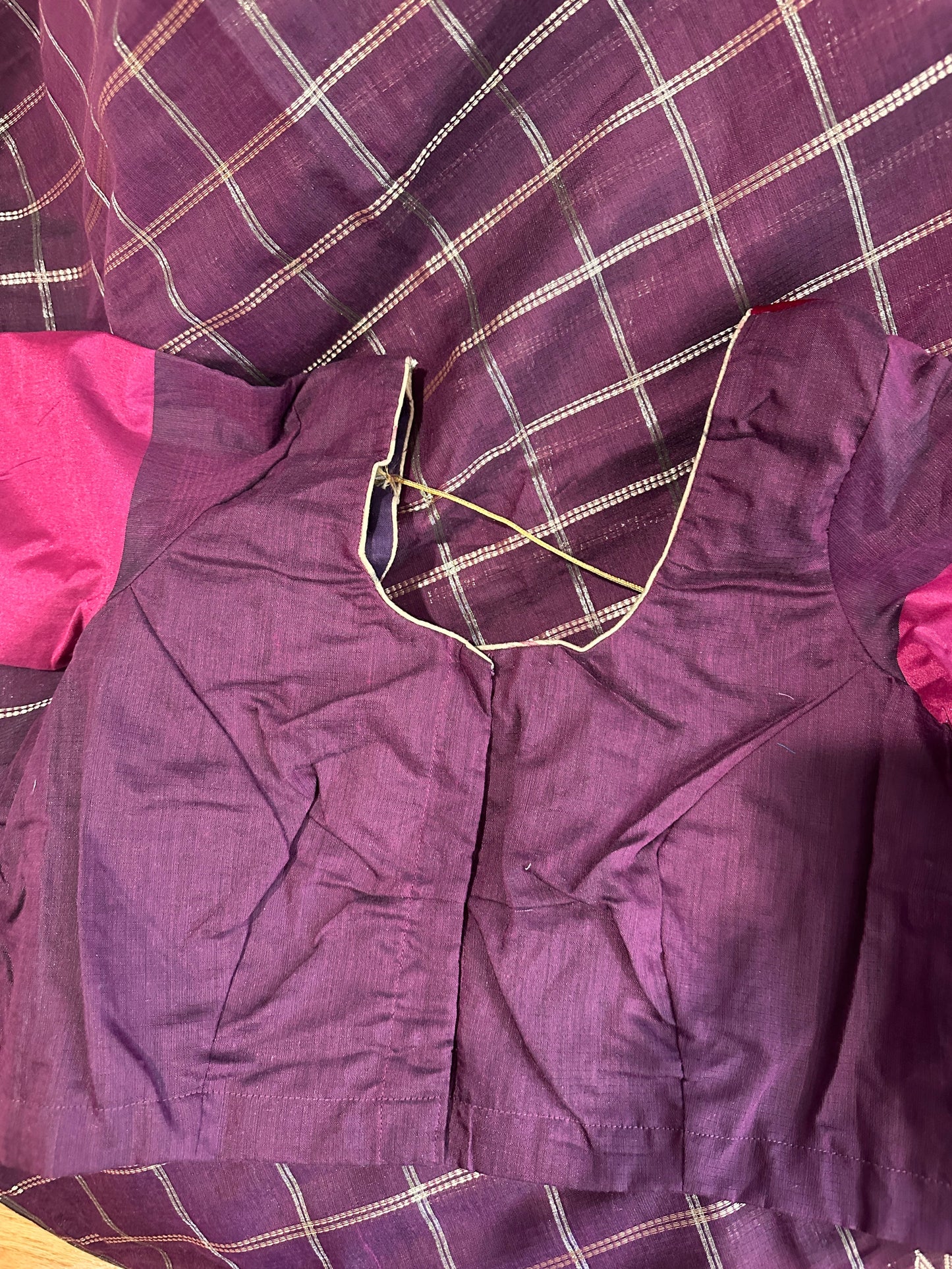 Purple Soft Sico Checks with Pochampally Border Casual Wear Saree