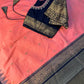 Peach Black Pattu Gadwal Saree