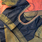 Peach Black Pattu Gadwal Saree