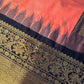 Peach Black Pattu Gadwal Saree