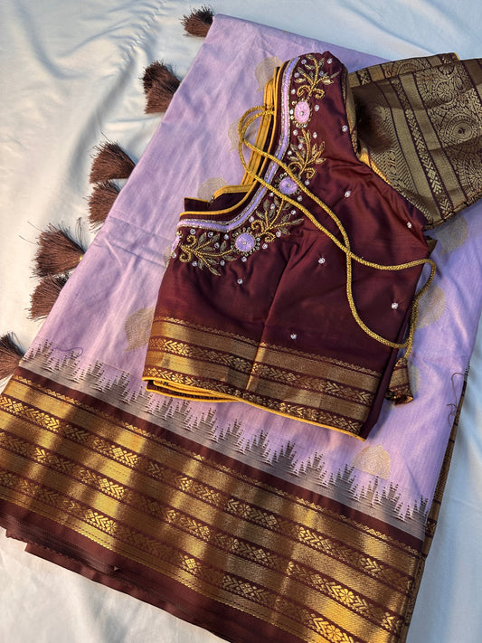 Lilalac Brown Pattu Gadwal Saree
