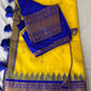 Yellow Blue Pattu Gadwal Saree