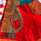 Green Red Pattu Gadwal Saree