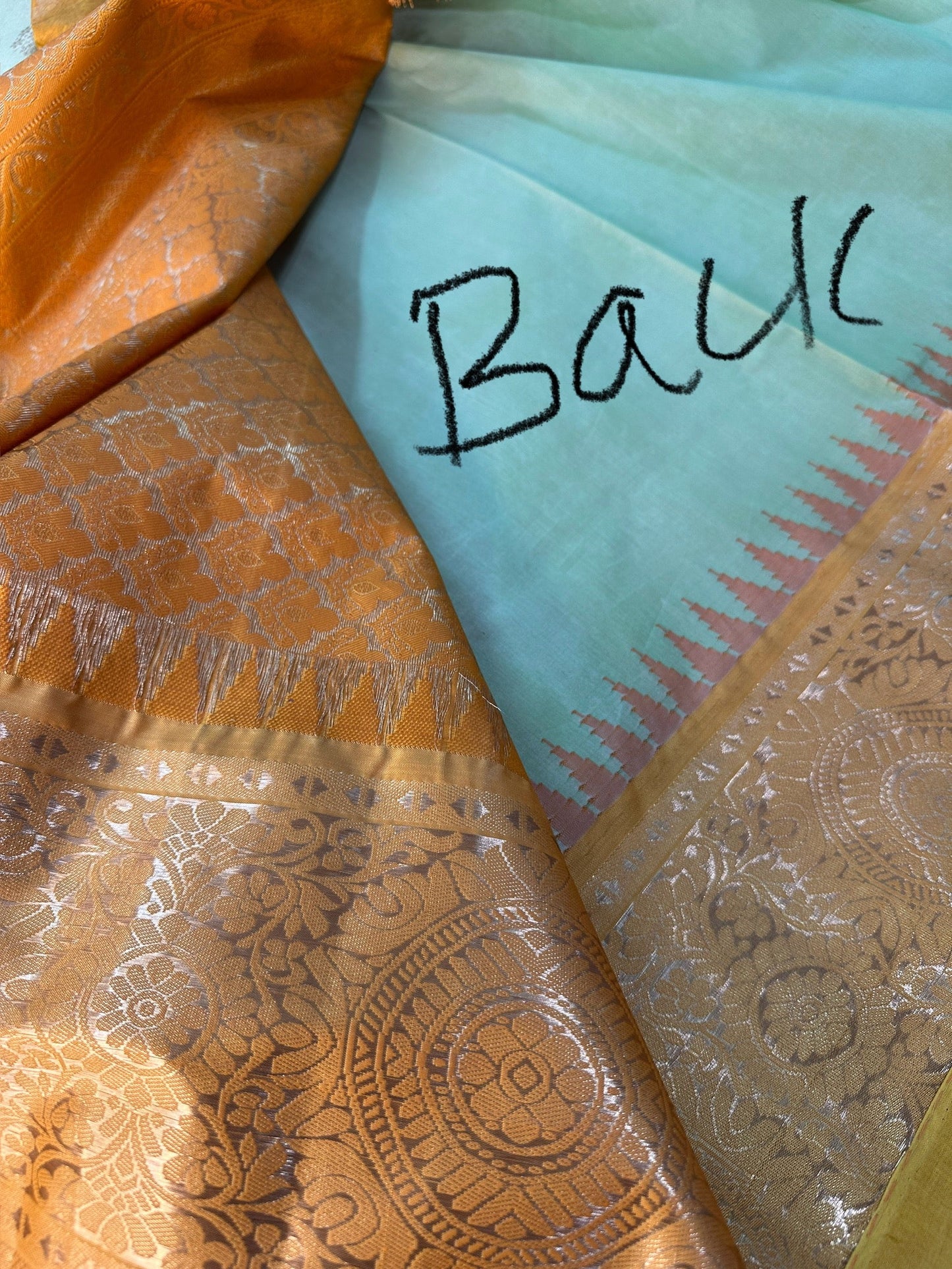 Green Mustard Pattu Gadwal Saree