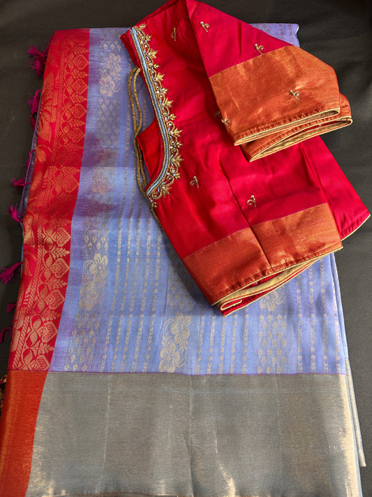 Uppada Light Weight Saree with Maggam Work Blouse