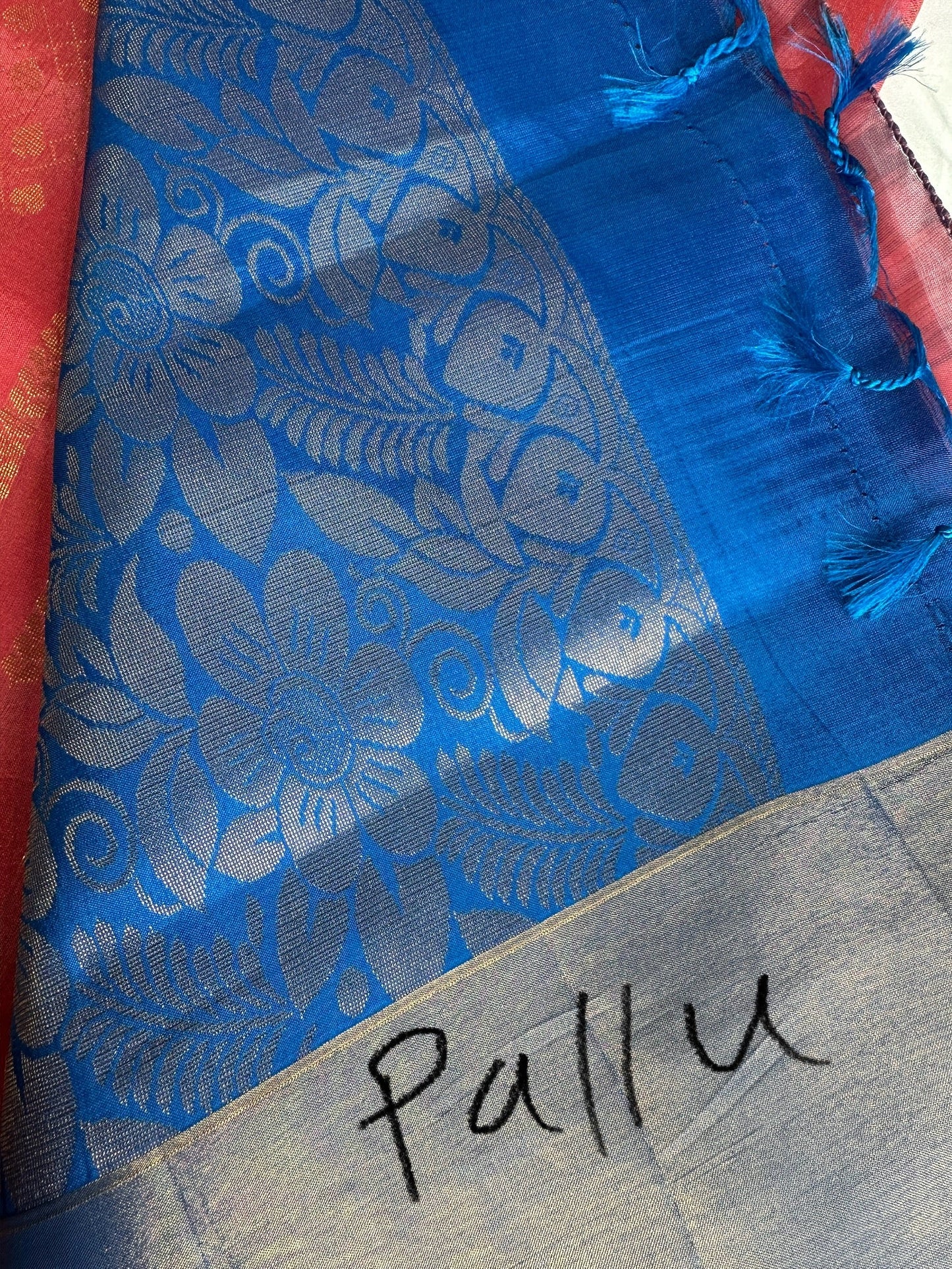 Pink Blue Uppada Light Weight Saree with Maggam Work Blouse