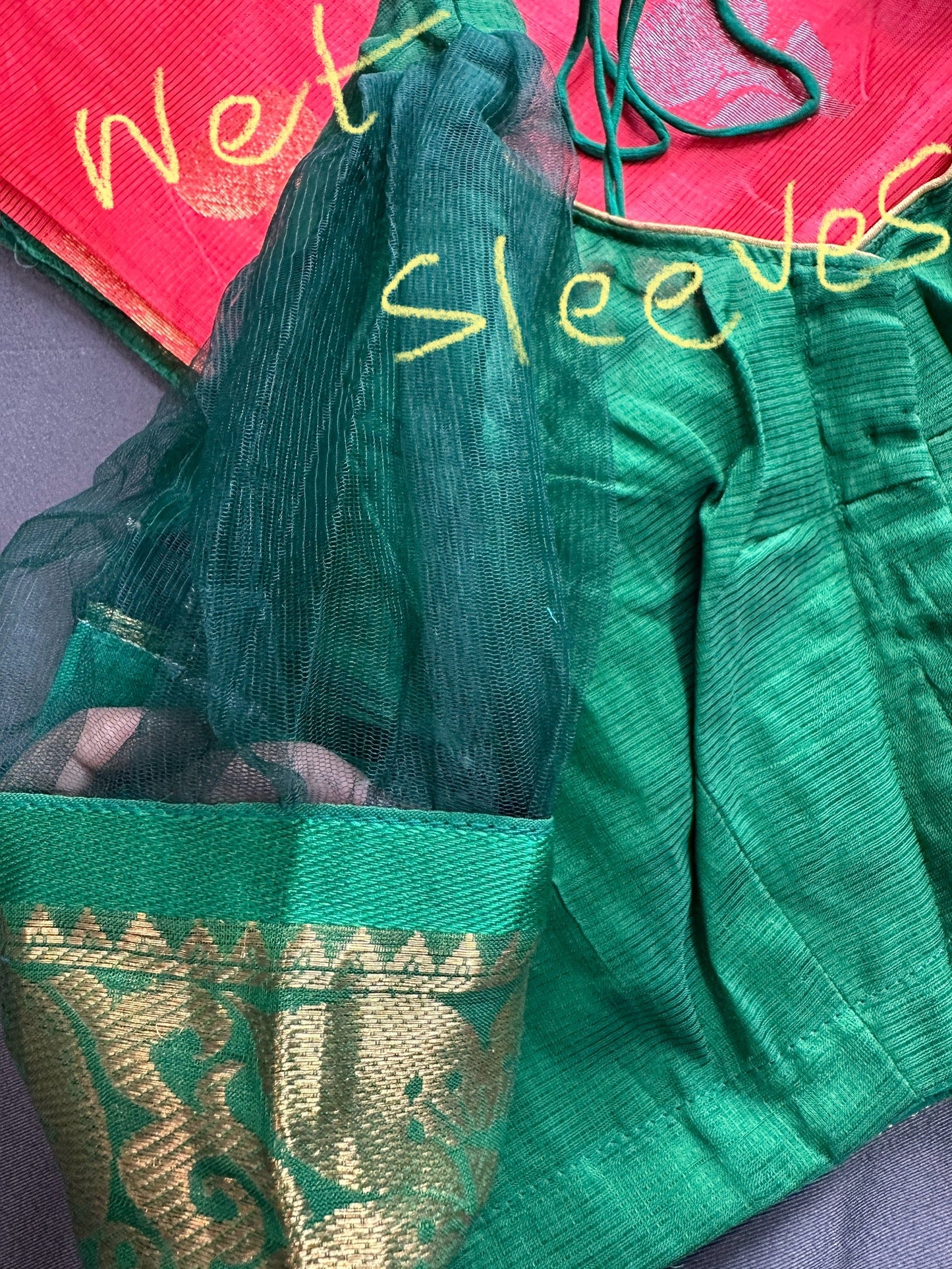 Pure Venkatgiri Silk Pink and Green Saree
