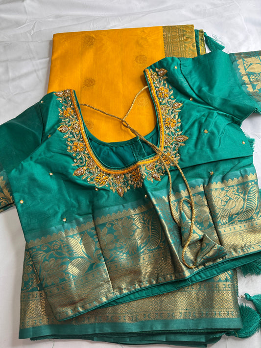 Yellow Pure Silk Pattu Gadwal Saree