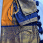 Mustard Brown Blue Pattu Gadwal Saree