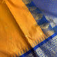Mustard Brown Blue Pattu Gadwal Saree