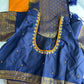 Mustard Brown Blue Pattu Gadwal Saree
