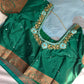 Blue Green Koyem Kanchi Border Saree