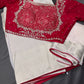 White Saree with Red Saree and a blouse piece