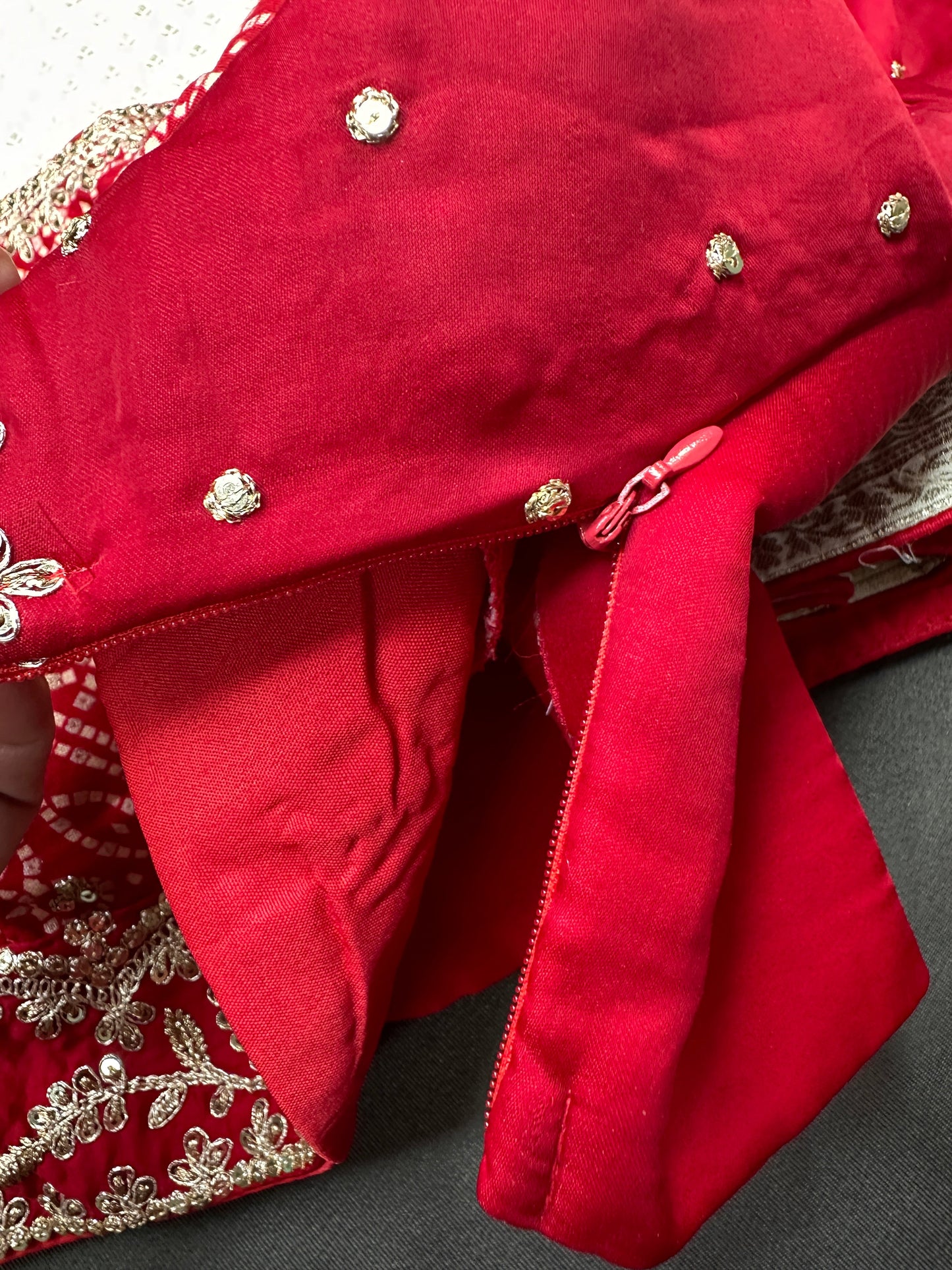 White Saree with Red Saree and a blouse piece