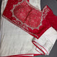 White Saree with Red Saree and a blouse piece