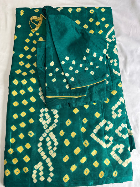Green Bandhej Bandhani Saree