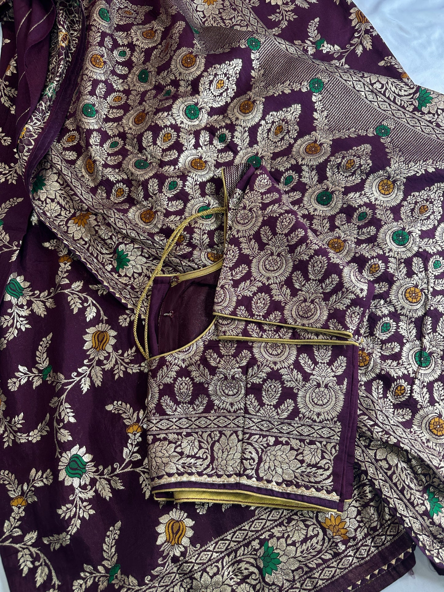 Purple Banarsee Silk Saree