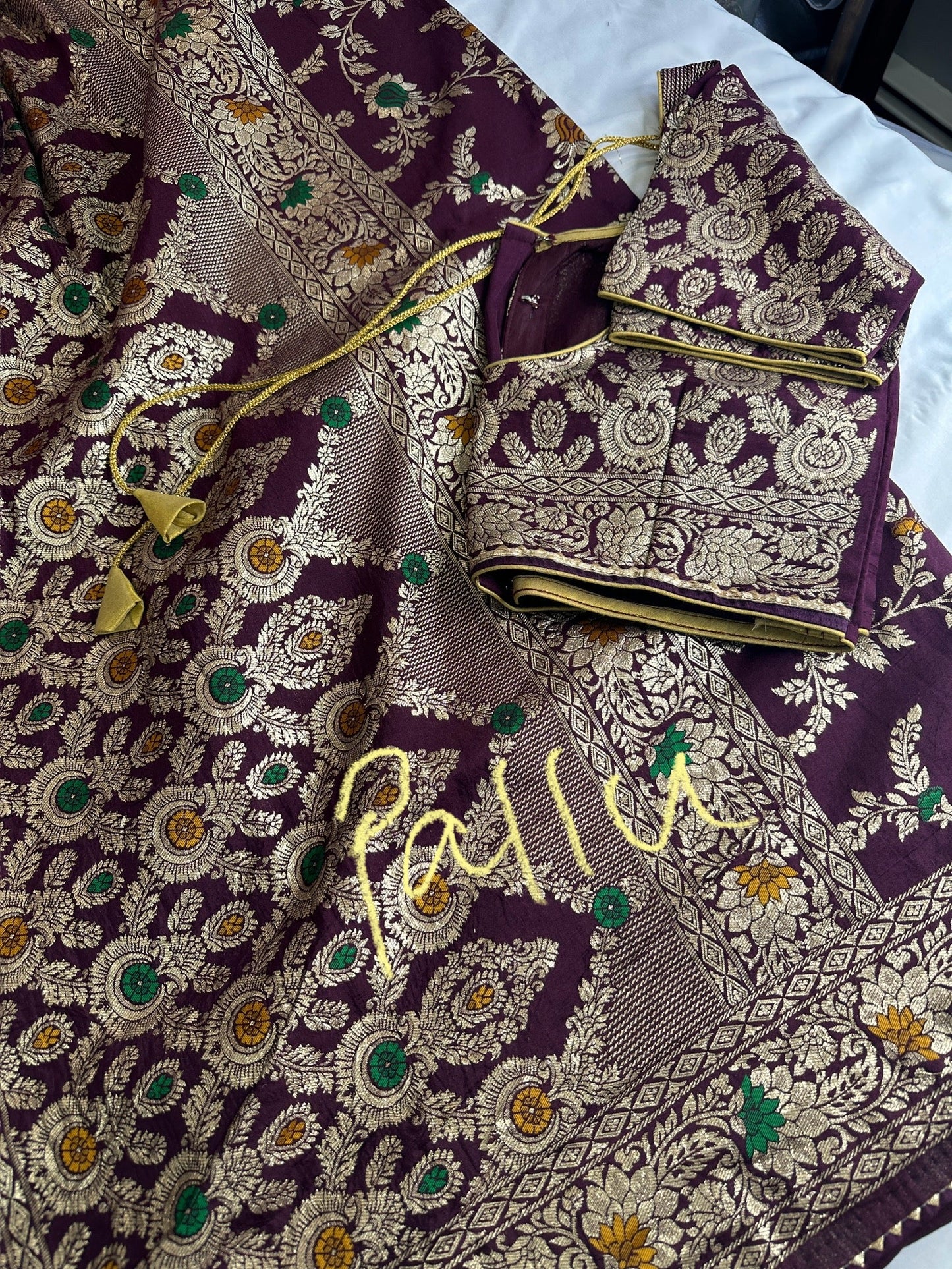 Purple Banarsee Silk Saree