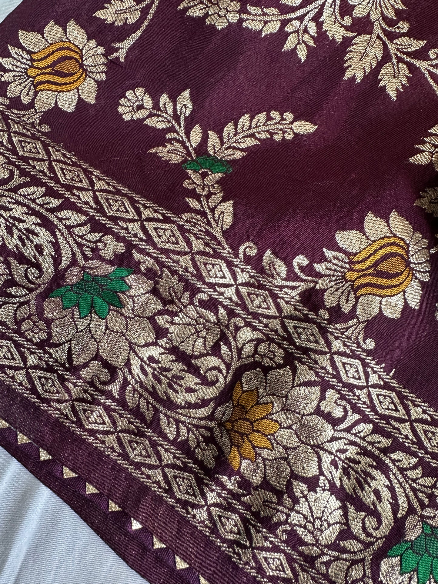 Purple Banarsee Silk Saree