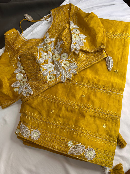 Mustard Yellow Designer Saree