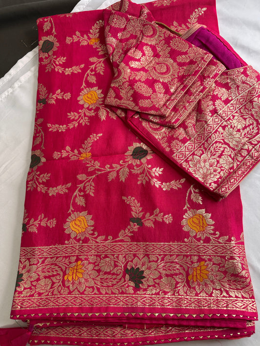 Pink Banarsee Silk Saree