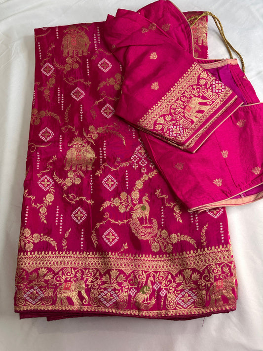 Pink Banarsee Silk Saree