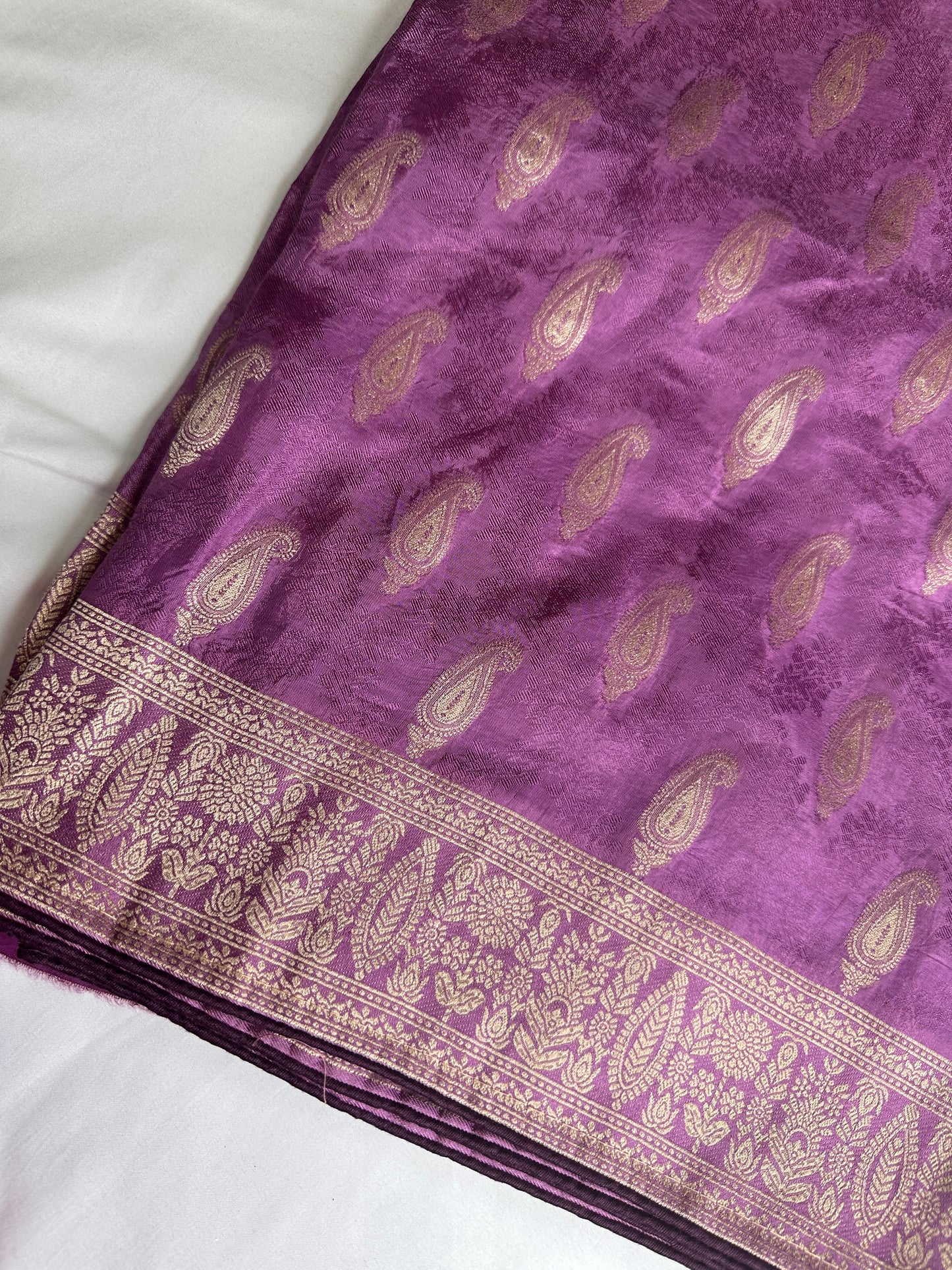 Purple Banarsee Mashru Silk Saree