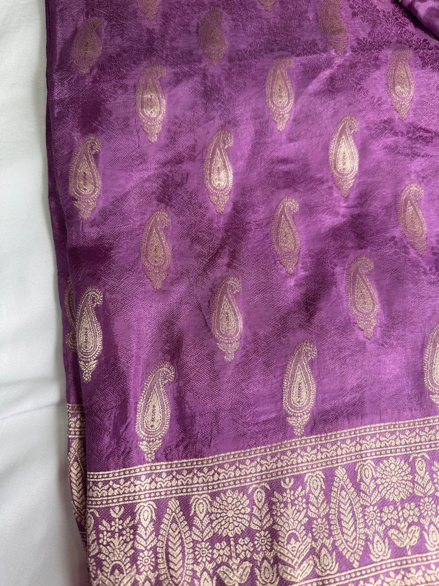 Purple Banarsee Mashru Silk Saree