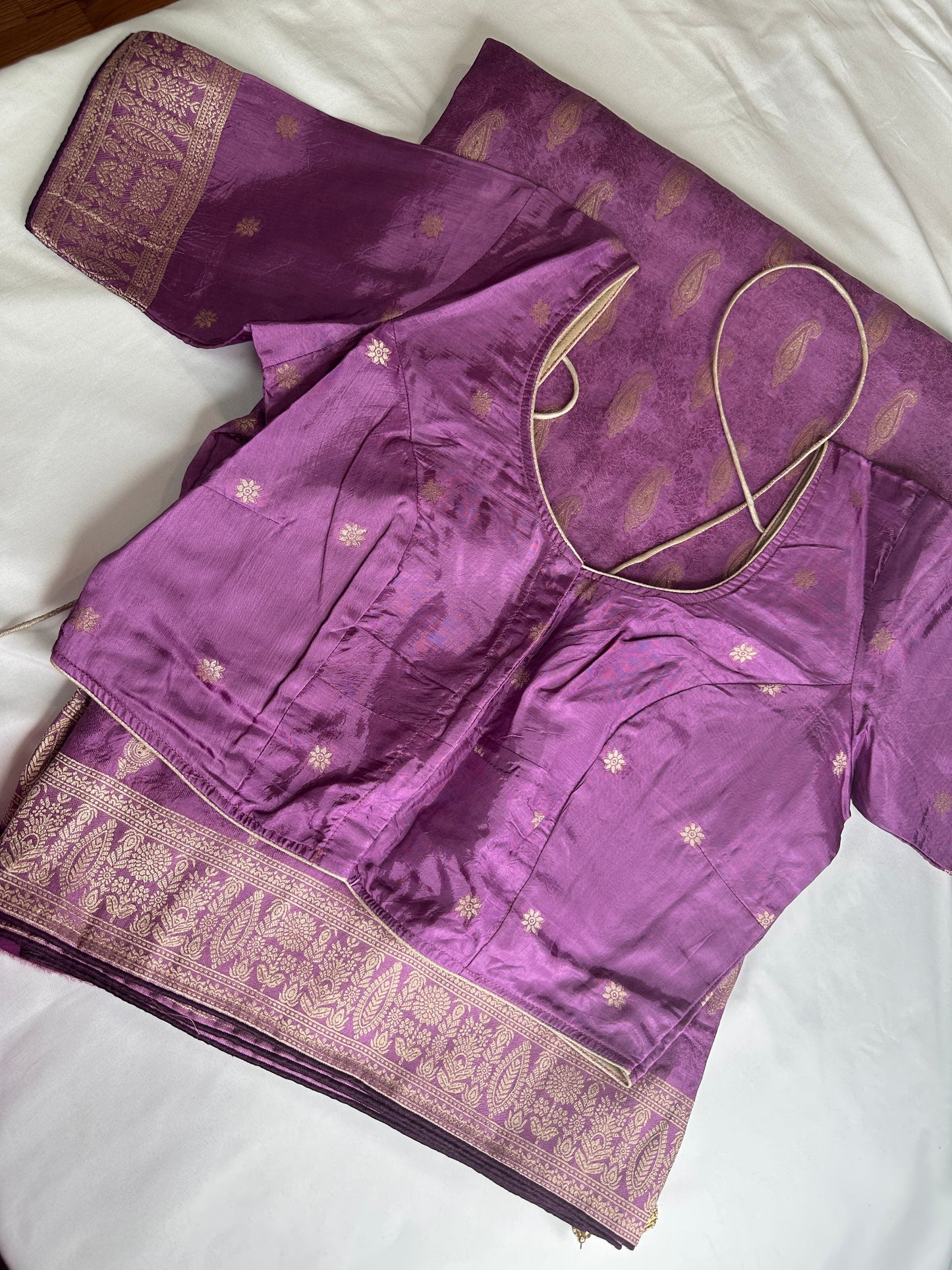 Purple Banarsee Mashru Silk Saree