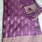 Purple Banarsee Mashru Silk Saree