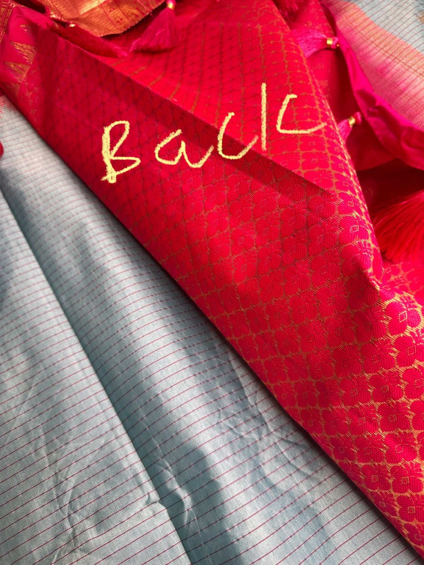Blue Pink Pure Silk Pattu Gadwal Saree