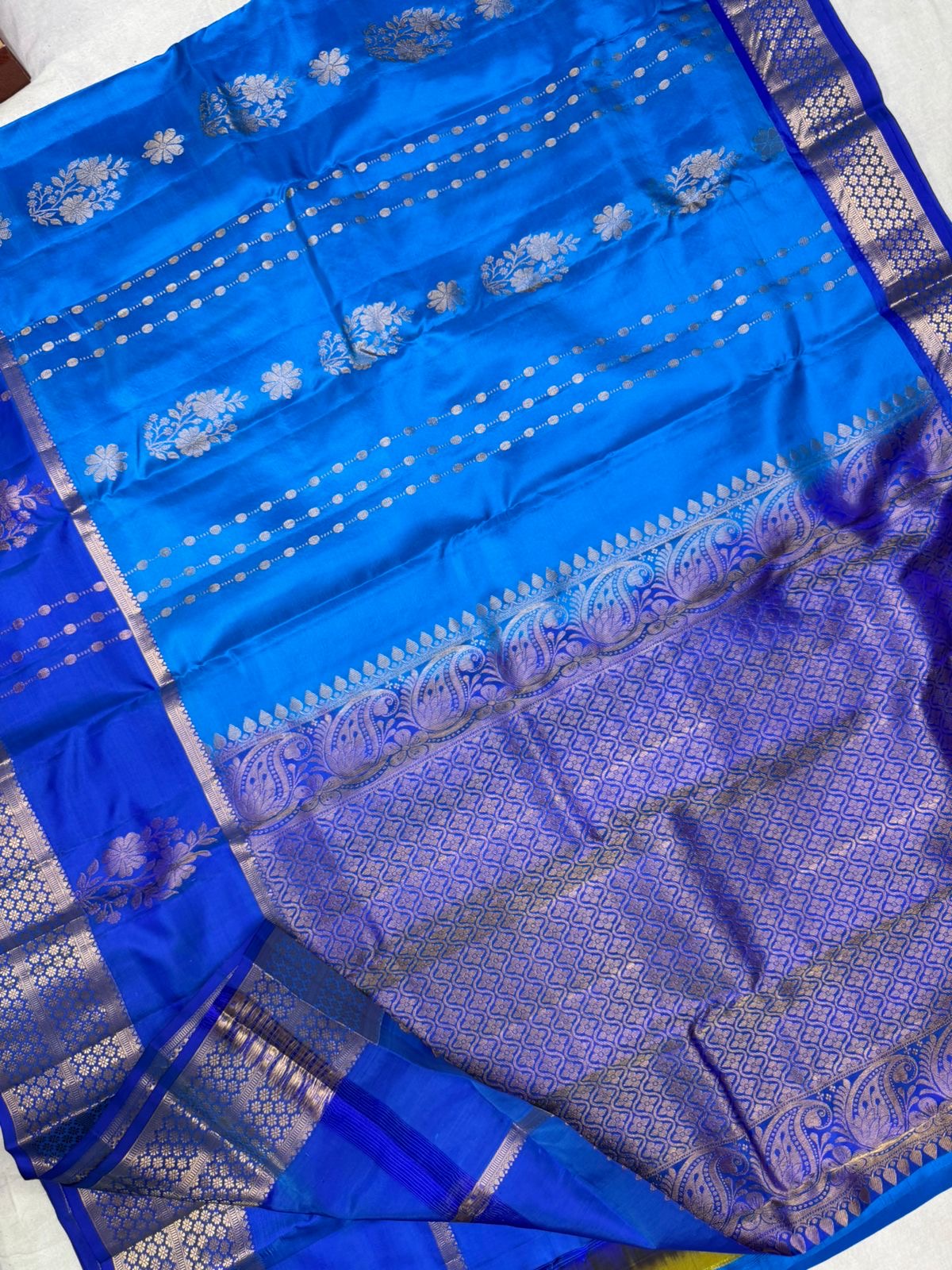 Blue Pure Kanchi Silk Light Weight Saree