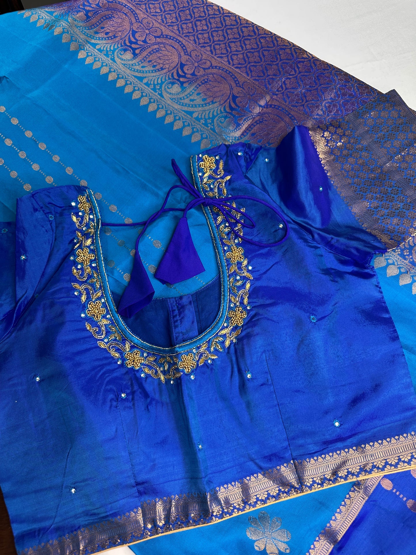 Blue Pure Kanchi Silk Light Weight Saree