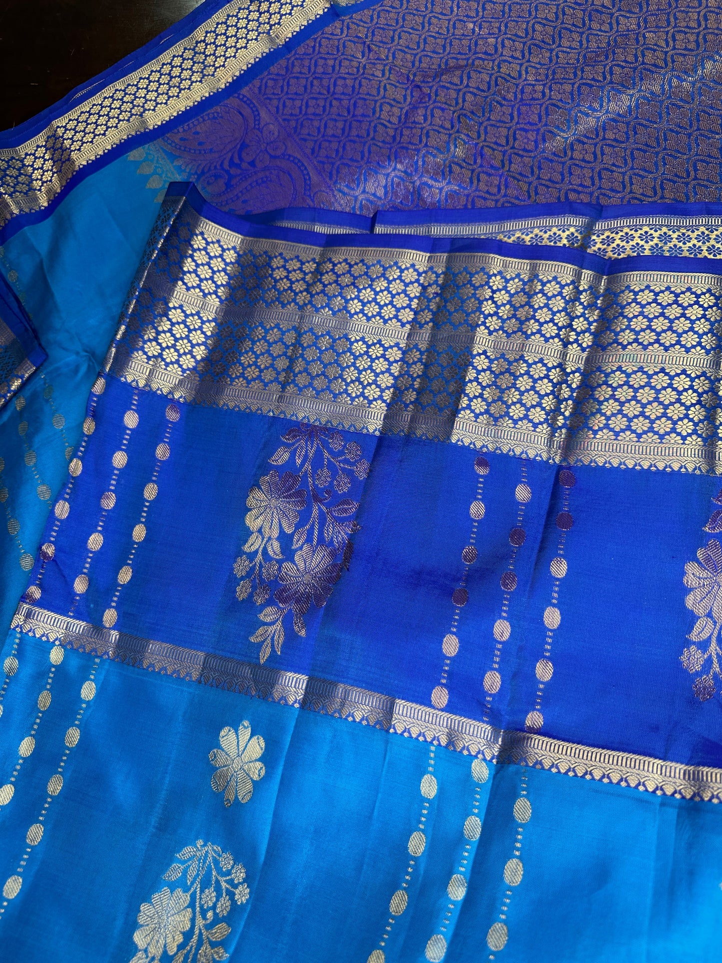 Blue Pure Kanchi Silk Light Weight Saree