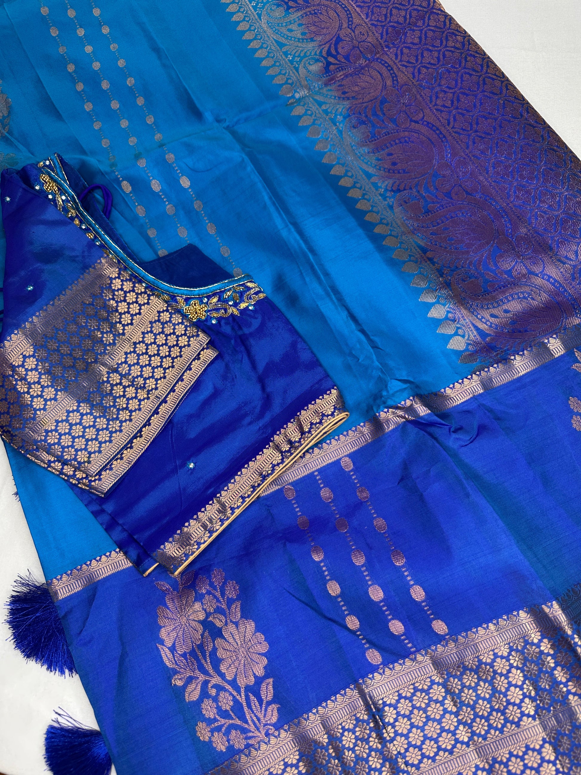 Blue Pure Kanchi Silk Light Weight Saree