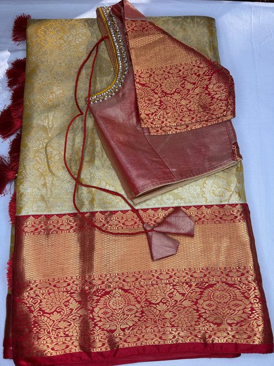 Kanchi Brocket Silk Pattu Gadwal Saree