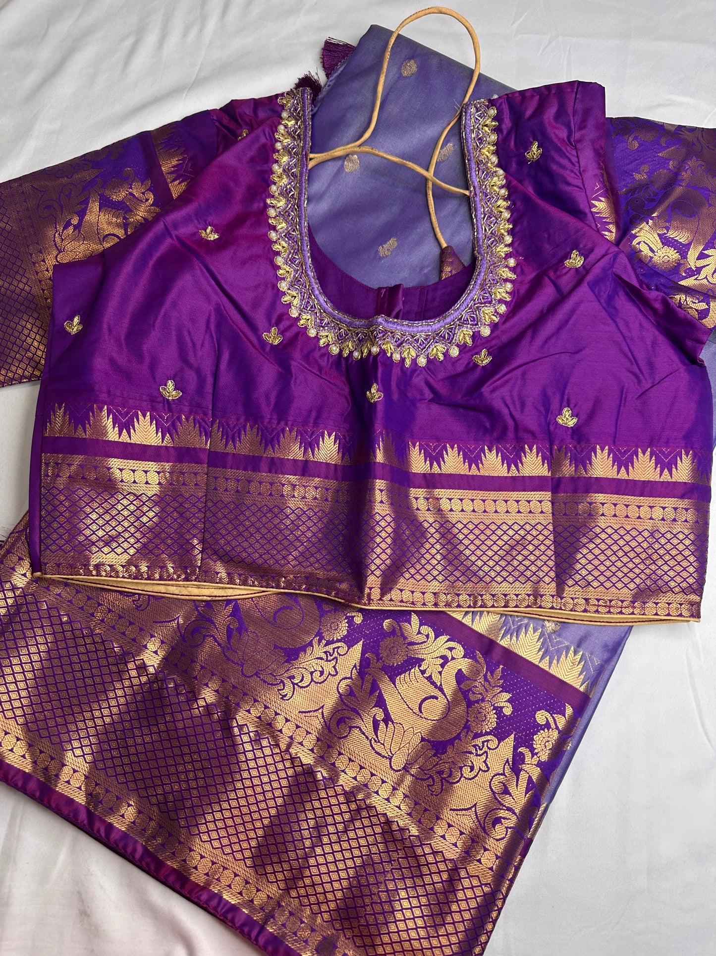 Semi Gadwal Silk Palki Border  Silk Saree